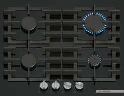 BOSCH Backofen-Set schwarz 3D Heißluft Hydrolyse Flame Select mit 1-fach Teilauszug EcoClean Direct 35477 10678