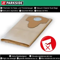 Parkside Staubsaugerbeutel Papierfilterbeutel 30 L 26387 8108