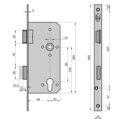 BASI Einsteckschloss Haustürschloss PZ-Lochung 4026434070323