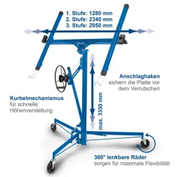 Trockenbaulift TBL335 XXL Plattenheber Scheppach 4046664127376
