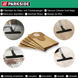 Parkside Staubsaugerbeutel Papierfilterbeutel 20 L 5er Pack 7081411171414