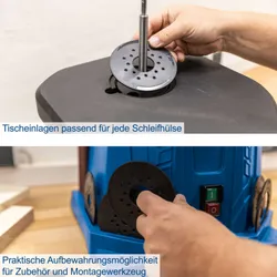 Oszillierende Spindelschleifmaschine OSM100 Scheppach Grauguss-Arbeitstisch 34955 10528