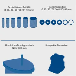 Oszillierende Spindelschleifmaschine OSM100 Scheppach Grauguss-Arbeitstisch 4046664307501