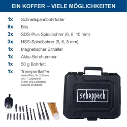Akku-Bohrhammer C-RHD130-X Scheppach 1300 337