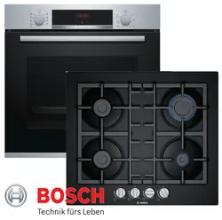 BOSCH Backofen-Set Gasherd Herdset Autark Elektro Backofen und Gas-Glaskochfeld 0654170032493