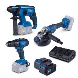 Akku-Maschinen-Set BPS100 Scheppach 20V 3tlg. inkl. 2x 4Ah Akkus + 2,4A Doppelladegerät 4046664260615