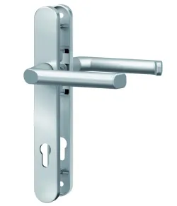 Schmalrahmen-Drücker-Garnitur rund Alu silber lackiert PZ 92/8 mm 4026434113259