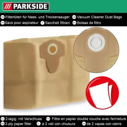 Parkside Staubsaugerbeutel Papierfilterbeutel 20 L 13221 3361