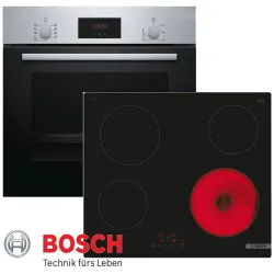 BOSCH Elektro-Herd-Set Bosch Autark Herdset Edelstahl Glaskeramik 0654170032202