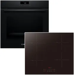 BOSCH Backofen-Set Kochfeld Pyrolyse 3D Heissluft Induktion Booster Schwarz Touch Slider Nachrüstbar Hydrolyse 4262429949360