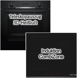 BOSCH Backofen-Set EcoClean Teleskopauszug + Induktionskochfeld 4262429945423