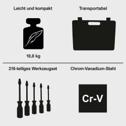 Werkzeugkoffer WZB250-BE Scheppach Black 17636 5488