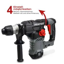 Bohrhammer PX-BH-7V Practixx Vario-Speed SDS-Plus inkl. Koffer, Bohrer & Zubehör 751 226