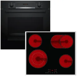 BOSCH Backofen-Set EcoClean Direct mit PKM Glaskeramikkochfeld Bräterzone autark 4262429947564