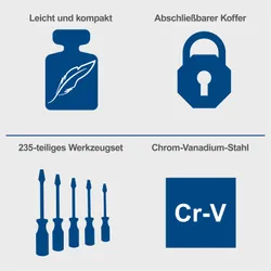 Werkzeugkoffer TB225 Scheppach Aluminium Koffer 35058 10555