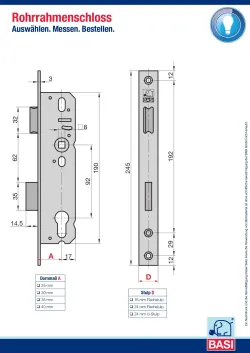 BASI Rohrrahmenschloss ES 958 mit drehbarer Falle 12961 3286