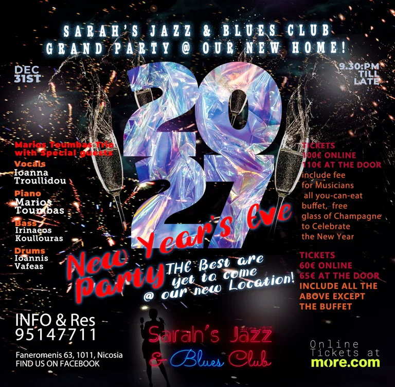 New Year's Eve Jazz Party at Sarah's Jazz & Blues Club