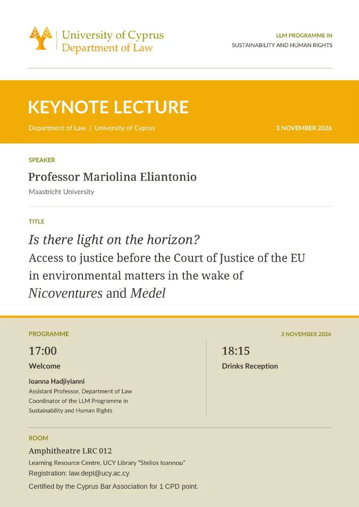 Keynote Lecture by Prof. Mariolina Eliantonio: Access to Justice before the CJEU in Environmental Matters