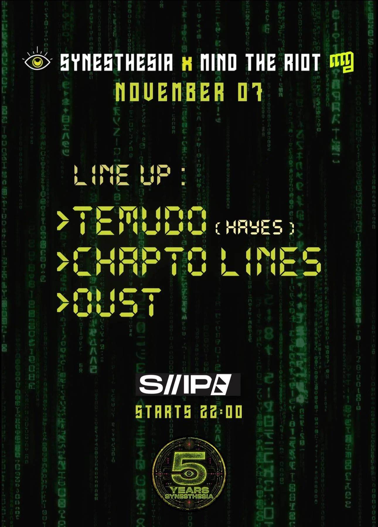 SYNESTHESIA and Mind The Riot: A Night with Temudo