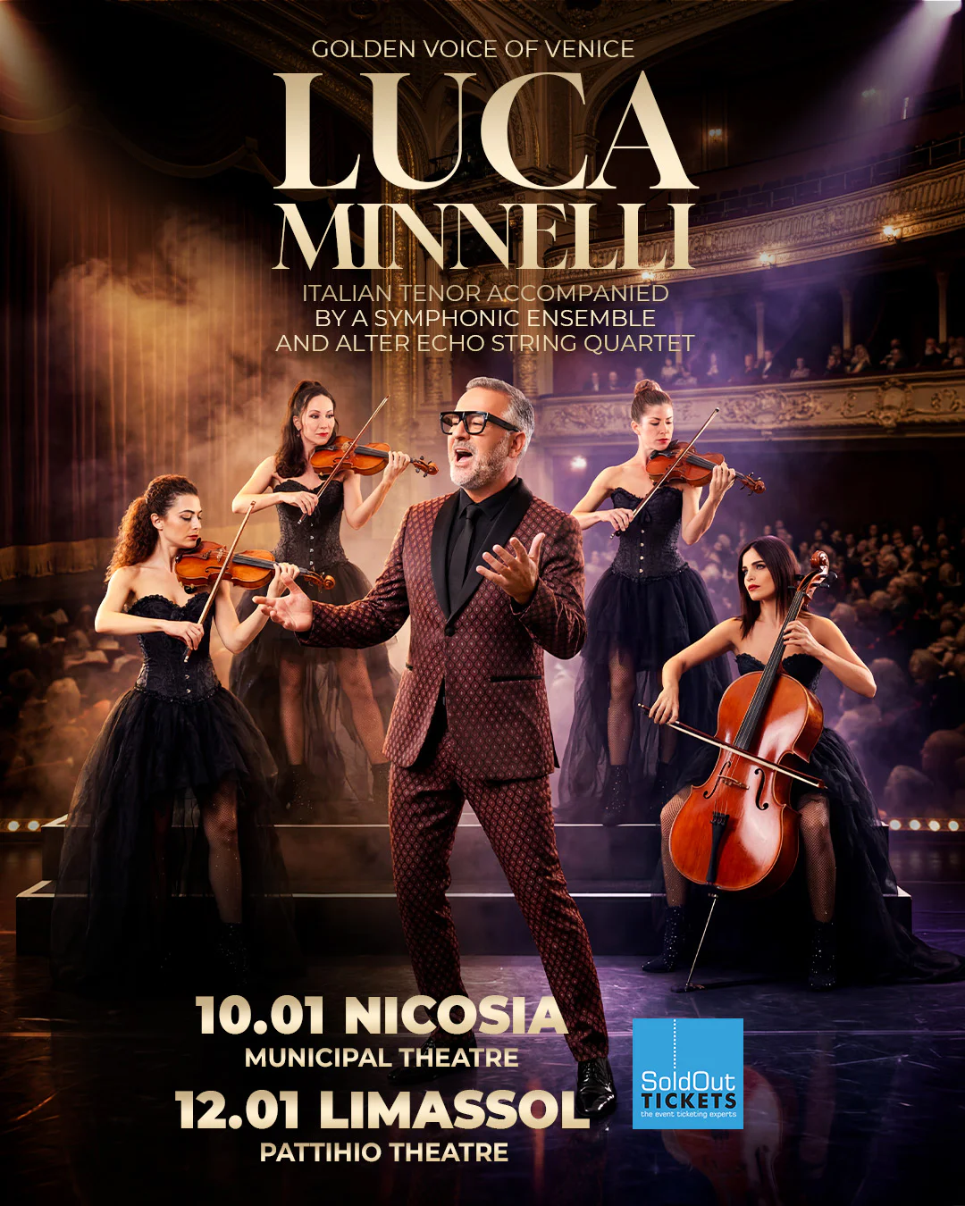 Luca Minnelli live with symphony orchestra in Limassol