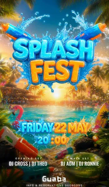 Splash Fest: Καλοκαιρινό Πάρτι Νερού στο Guaba Beach Bar