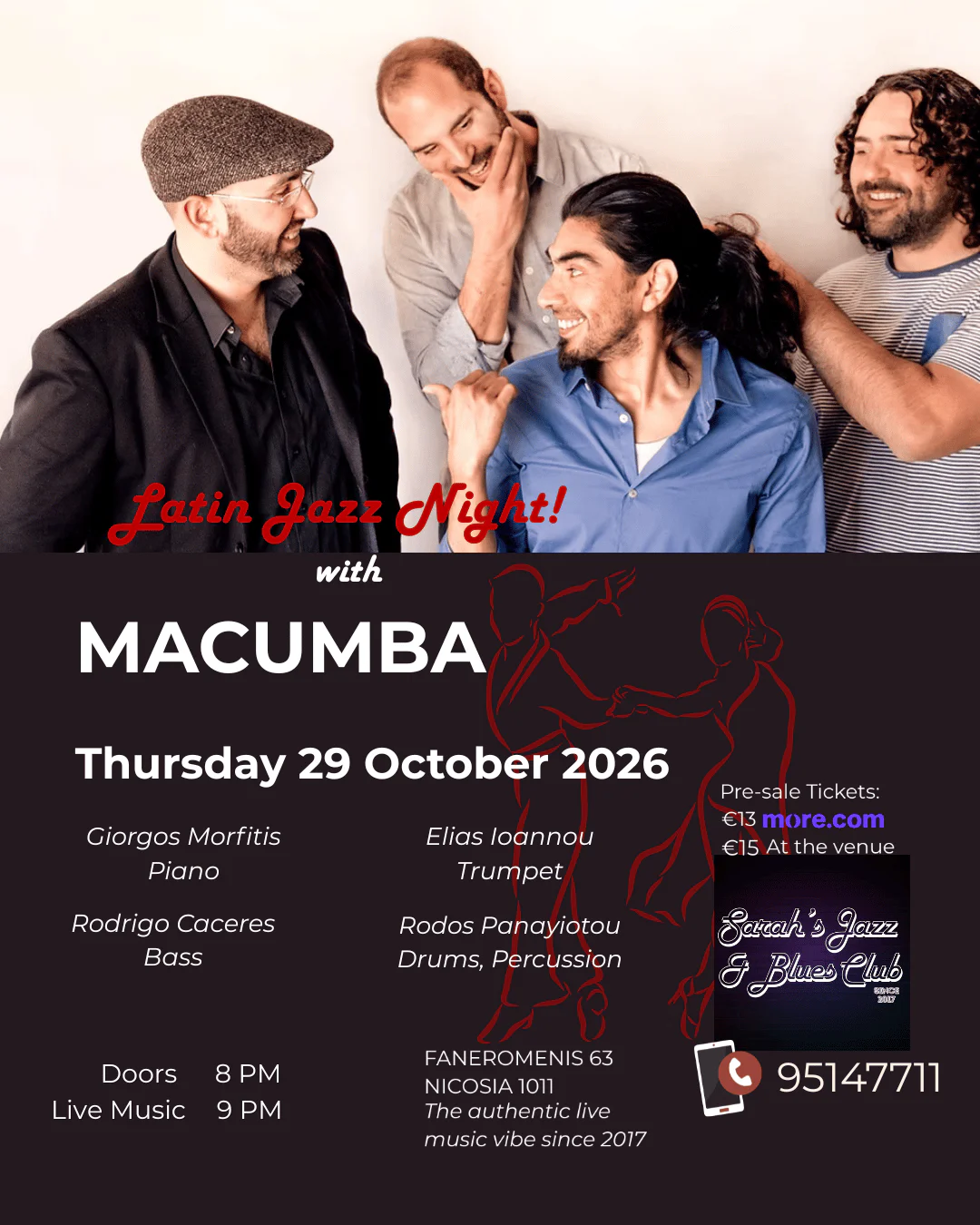 Latin Jazz Night with Macumba at Sarah's Jazz & Blues Club