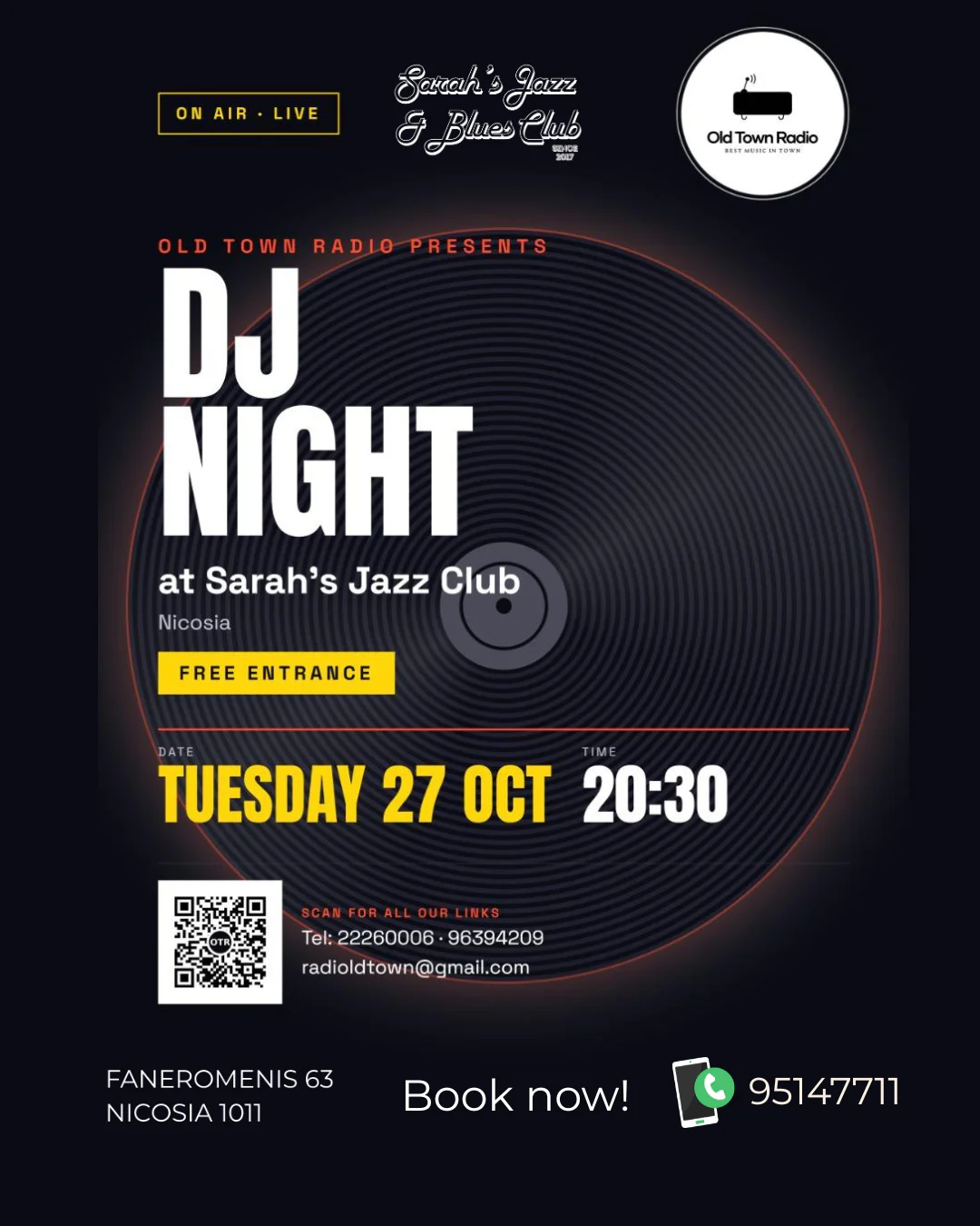 DJ Night by Old Town Radio at Sarah's Jazz & Blues Club