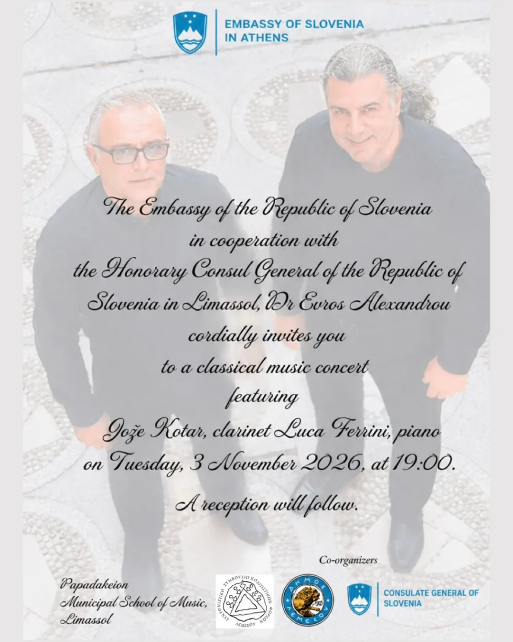 Clarinet & Piano Concert: Jože Kotar and Luca Ferrini