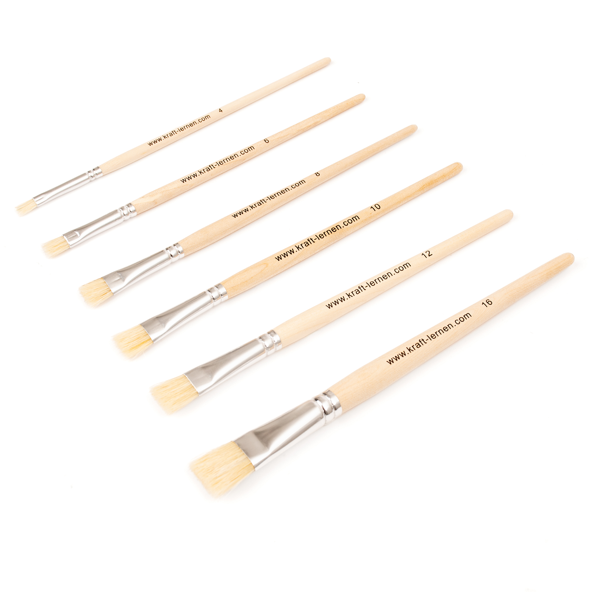 Pinselset aus Borsten, 6 Größen