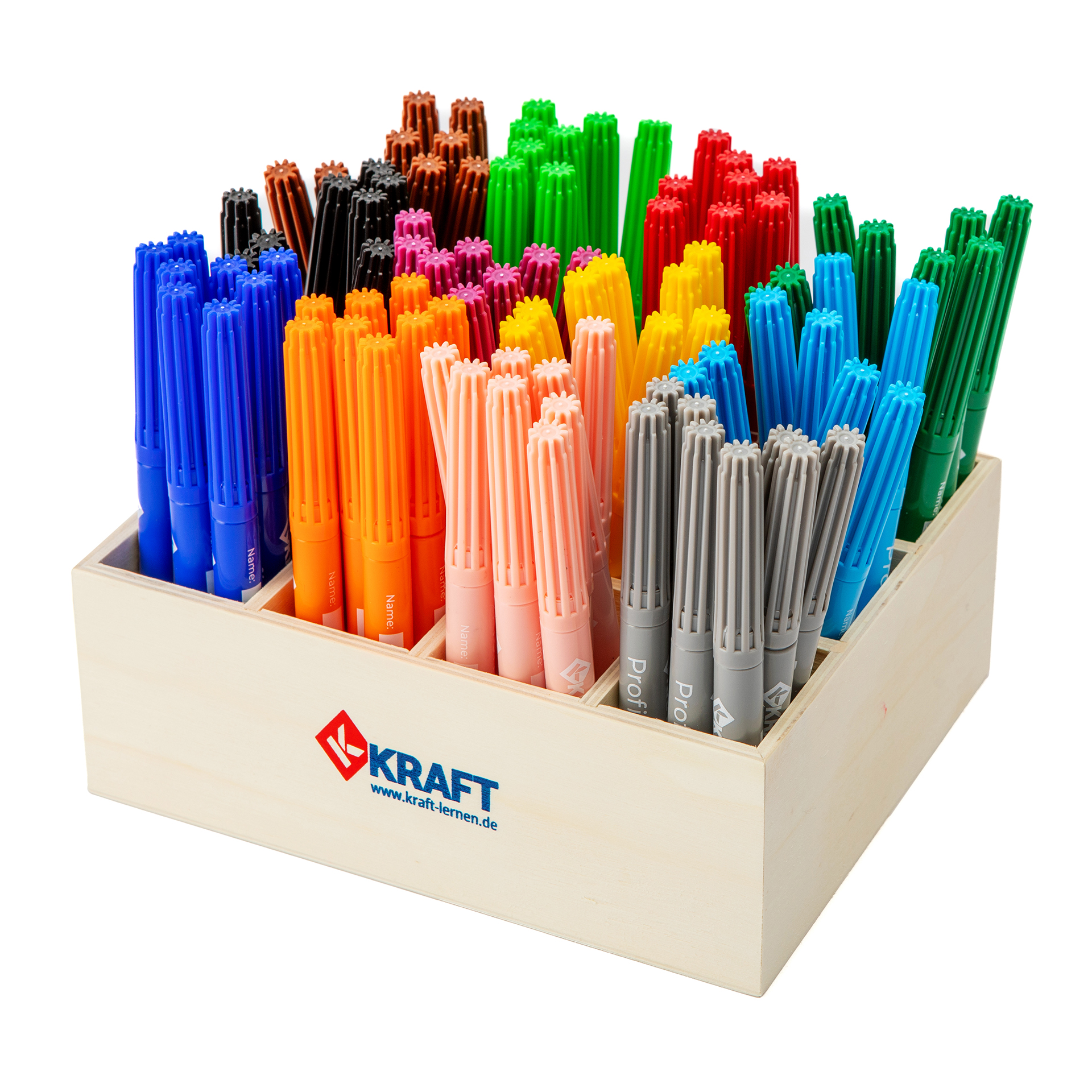 Profi Fasermaler, 96er Set, 12 Farben, inkl. Holzbox