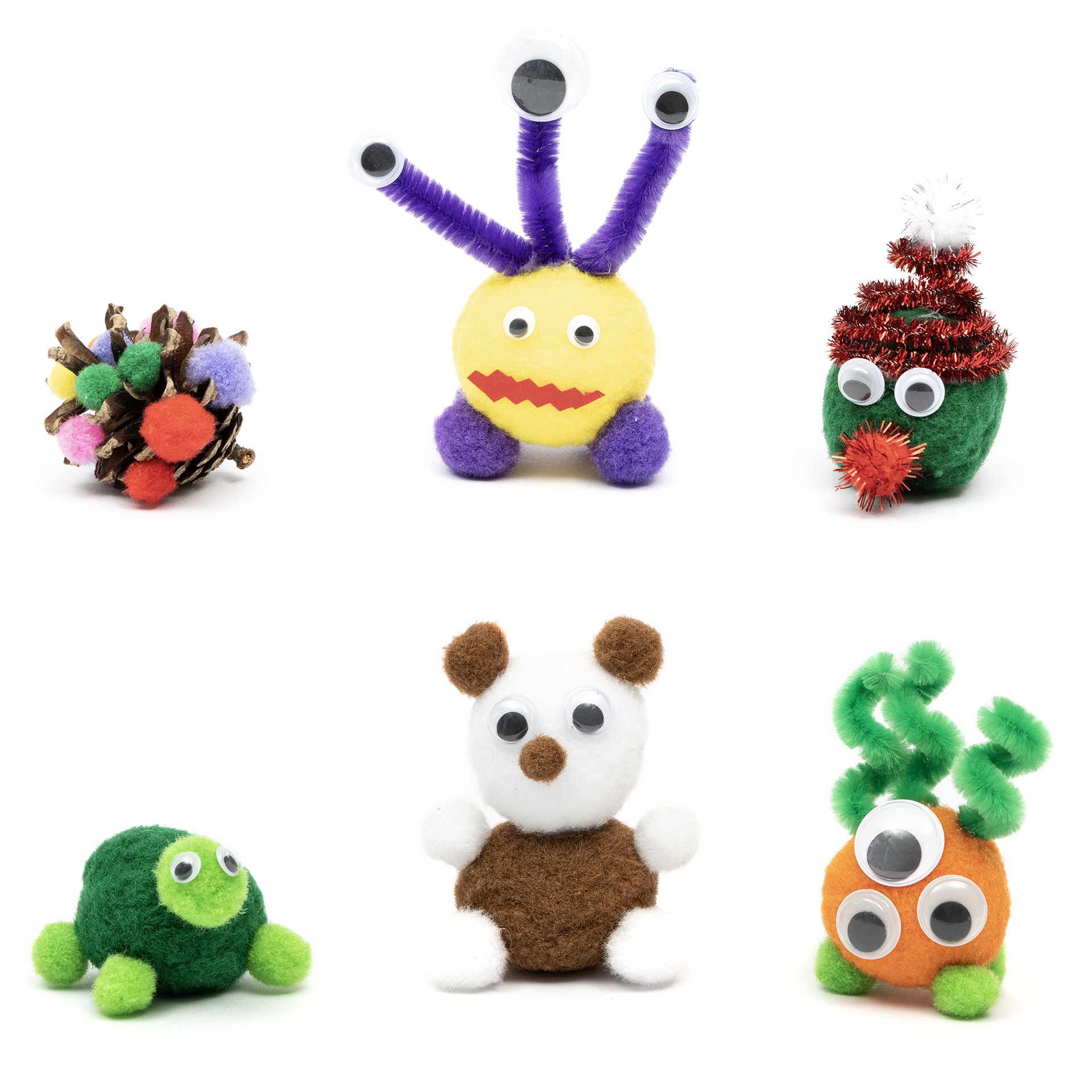 Pompons, 11 Farben, 5 Größen, 500 Stück