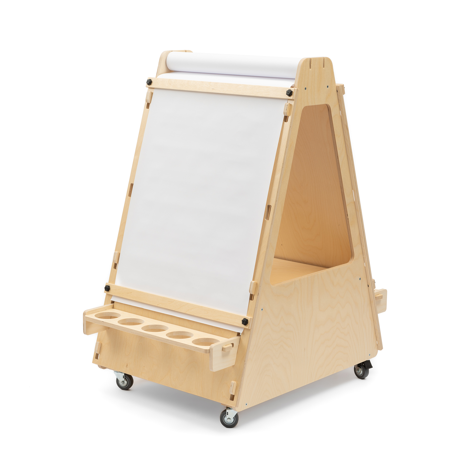 Staffelei aus Holz, auf Rädern