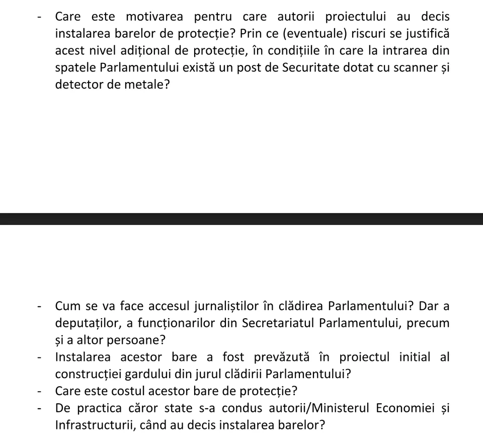 DOC. Explicația autorităților privind instalarea turnichetelor din spatele Parlamentului. Care sunt costurile și cum se va face accesul