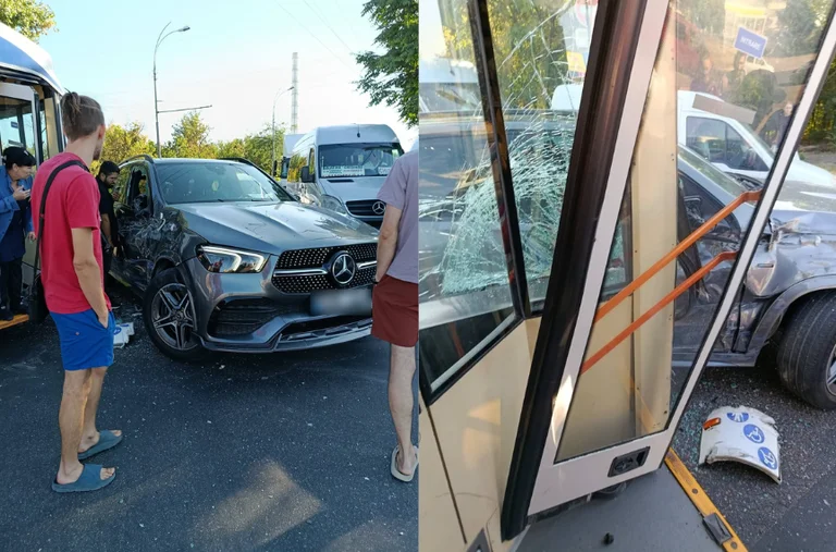 Accident pe strada Ismail din capitală: Un automobil și un troleibuz, implicate în impact
