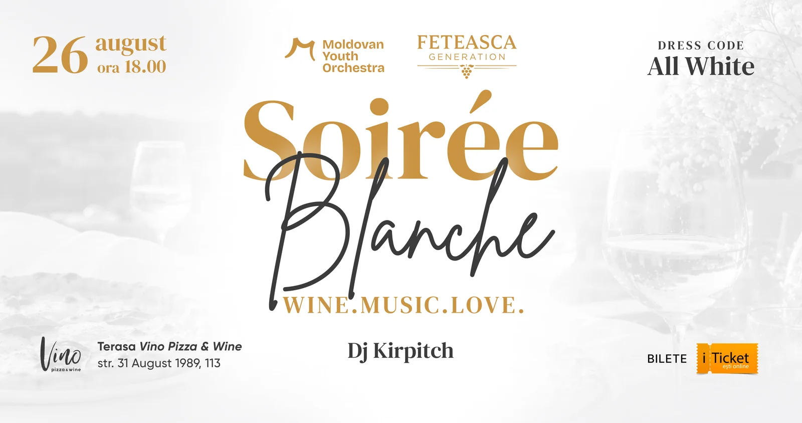 Soirée Blanche revine la Chișinău: muzică live, vinuri și dress code alb