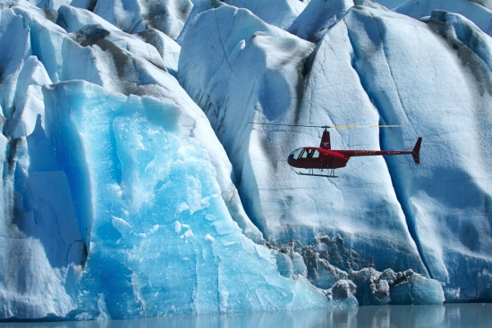 Heli vlucht bij gletsjer, Alaska