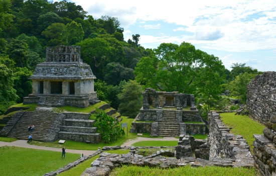 Mexicaanse ruïnes omringd door groen
