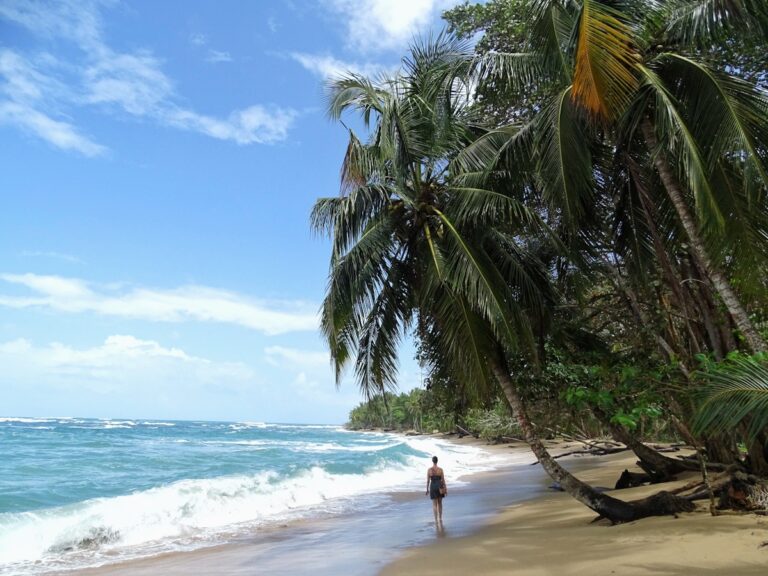 blogster sigrid wandelt over verlaten palmenstrand costa rica