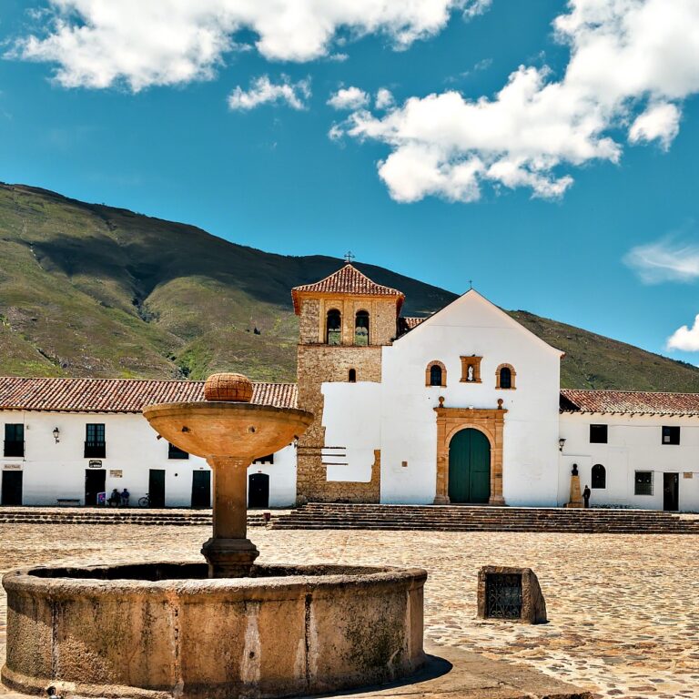 colombia villa de leyva stadsplein met fontein
