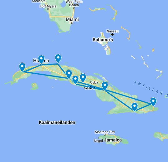 Routekaart van de reis Cuba best local experiences