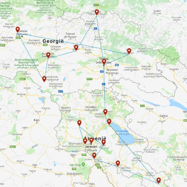 Routekaart van de reis Georgië & Armenië highlights & hidden gems