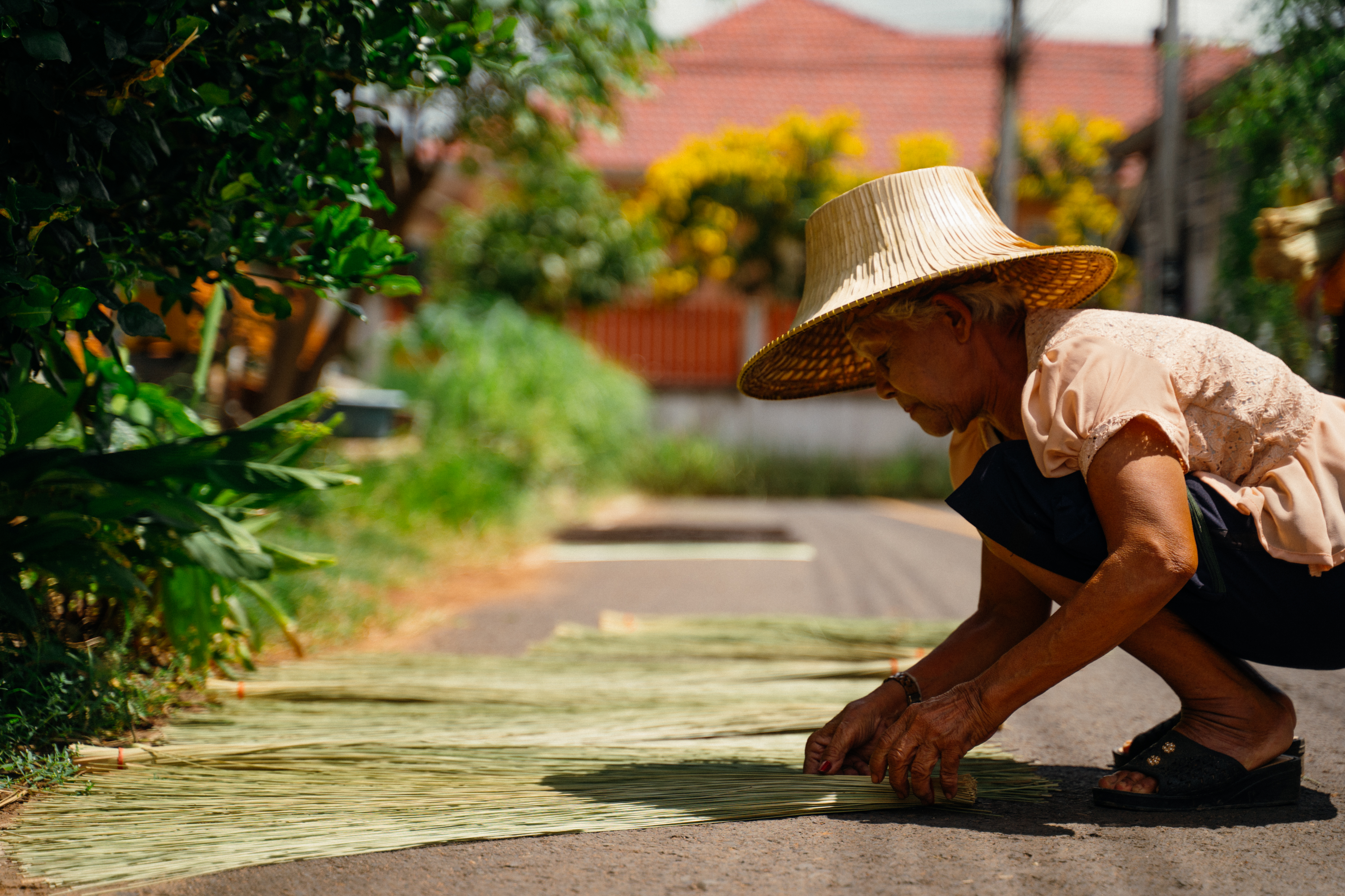 Broom making in Isaan, Thailand