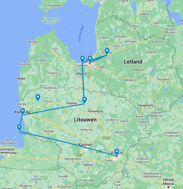 Routekaart van de reis Baltische Staten local experiences
