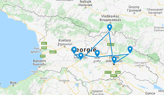 Routekaart van de reis Boetiek rondreis Georgië