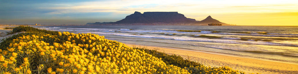 de Western Cape in Zuid-Afrika, een ruige zee en land in de verte