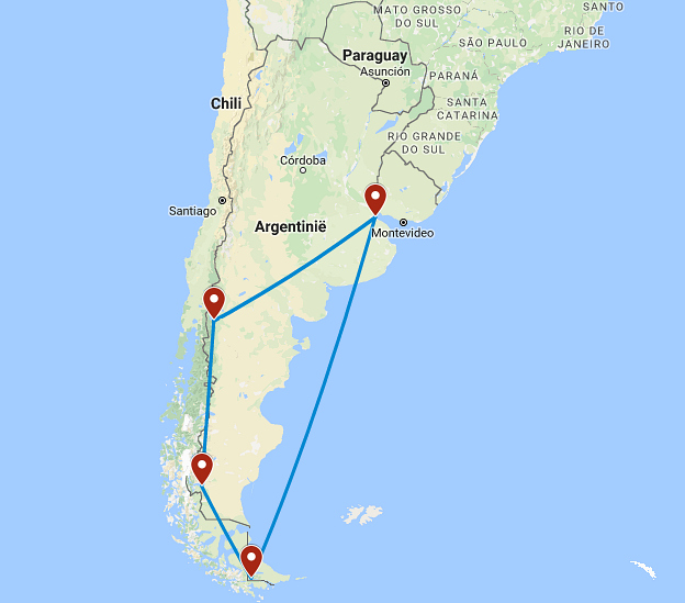 Routekaart van de reis Familiereis Argentinië kinderen