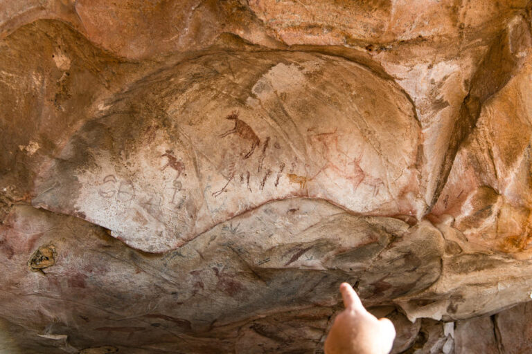 een prehistorische rots tekening in Zuid-Afrika