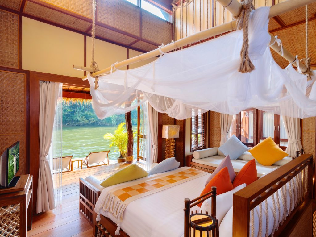 Thailand boetiek float house op de Kwai rivier