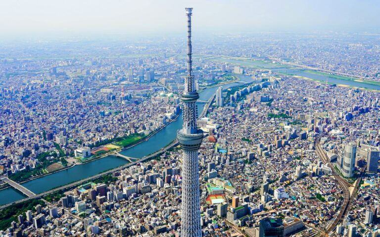 birdview van de Tokyo Skytree in Japan