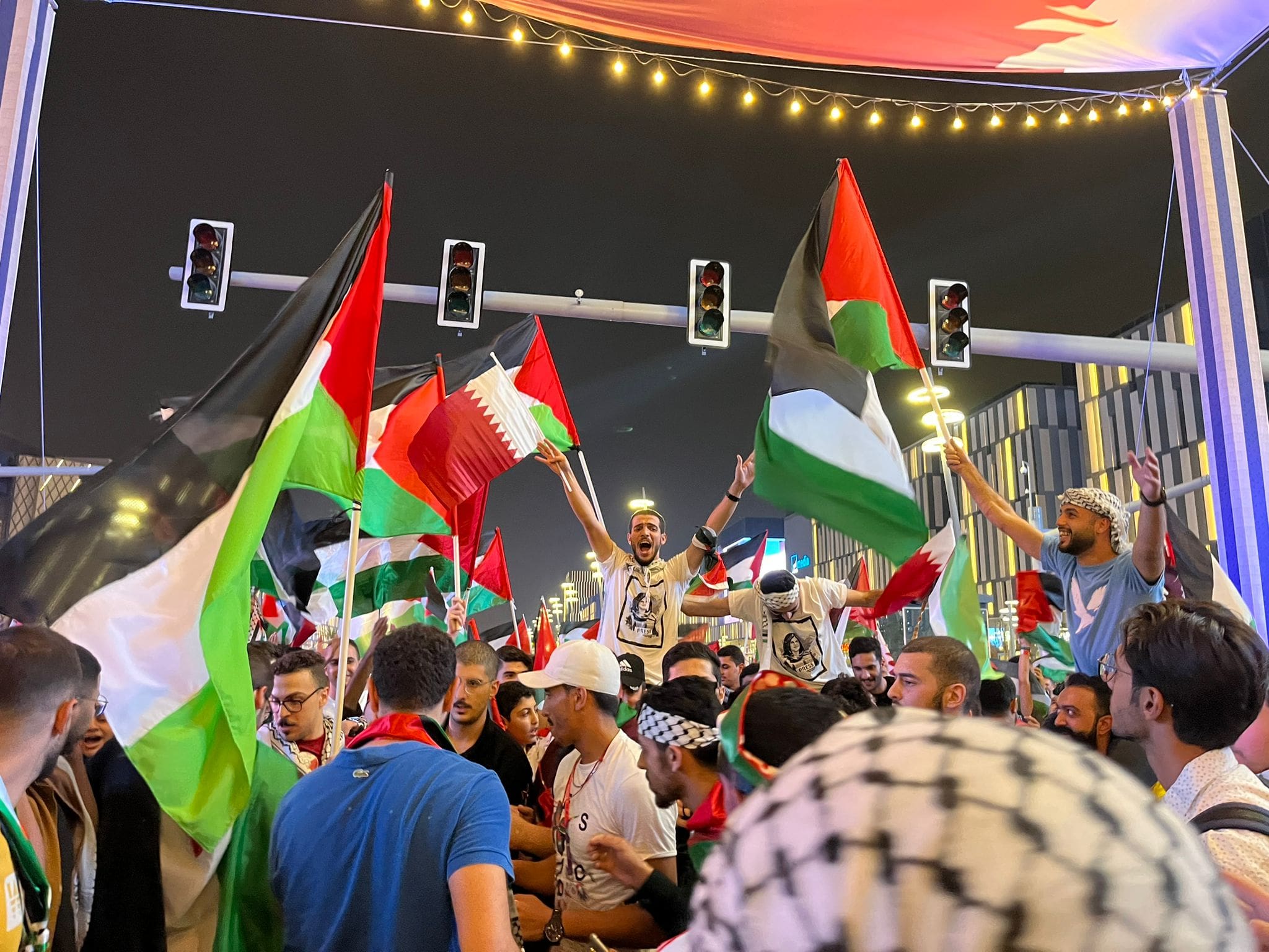 “Qatar, Palestine, together hand in hand”: Palestinian crowds chant to show support for World Cup